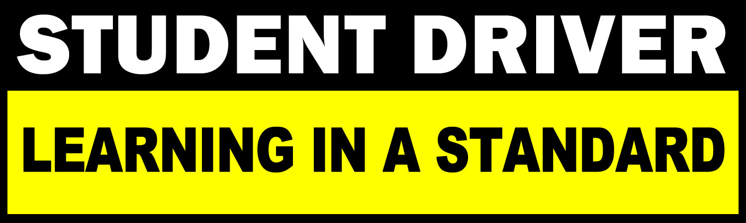Student Driver Learning In A Standard Bumper Sticker, Magnet or Window Cling - Custom Bumper Sticker, Vinyl Sticker, or Magnet