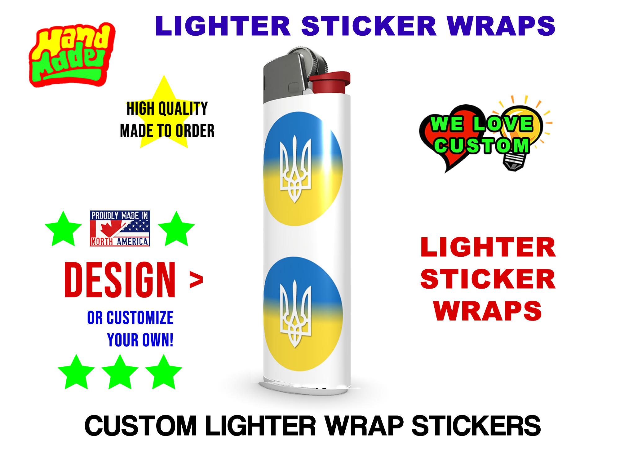 Custom Lighter Wraps - Custom Bumper Sticker, Vinyl Sticker, or Magnet