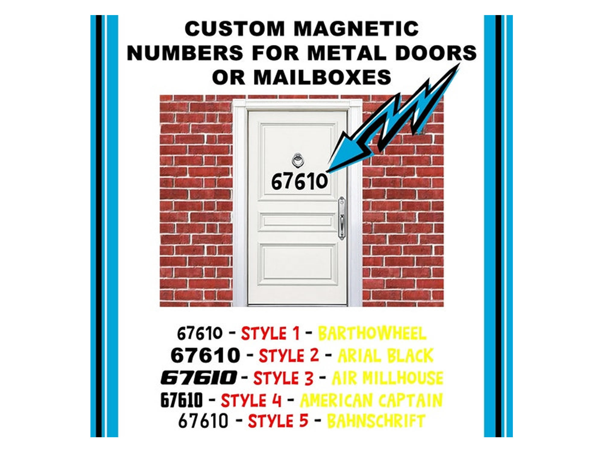 up to 5 Custom Magnetic Numbers Various Heights. - Custom Bumper Sticker, Vinyl Sticker, or Magnet
