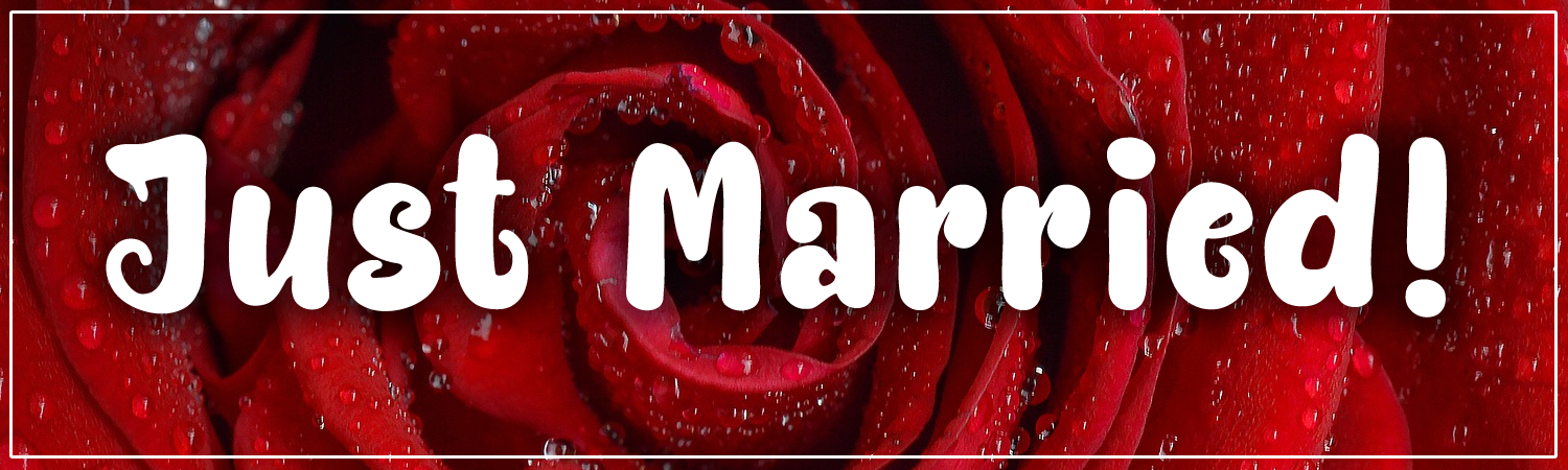 Just Married Vinyl Sticker, Window Cling or Magnet in UV Laminate Coating - Custom Bumper Sticker, Vinyl Sticker, or Magnet