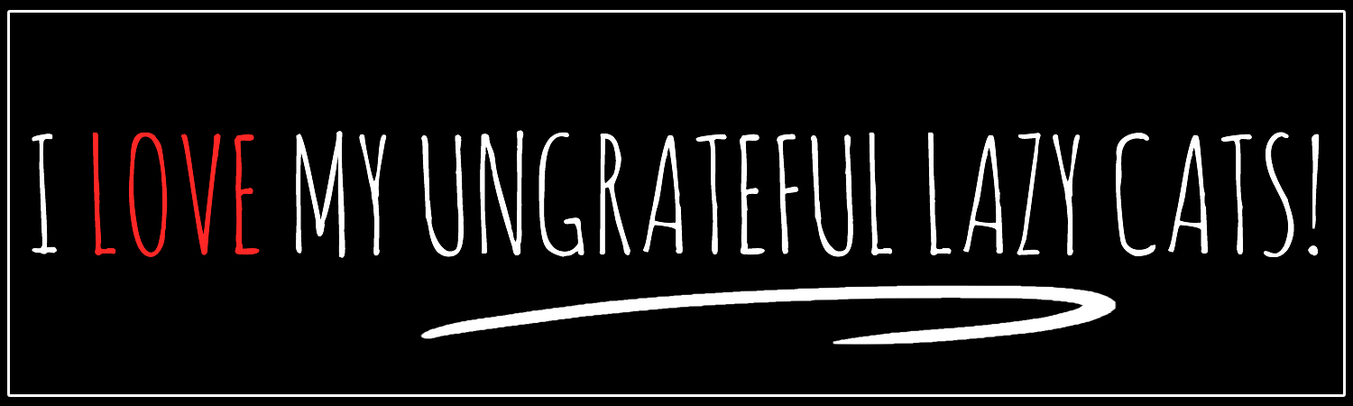 I Love My Ungrateful Lazy Cats Vinyl Sticker, Window Cling or Magnet in UV Laminate Coating - Custom Bumper Sticker, Vinyl Sticker, or Magnet