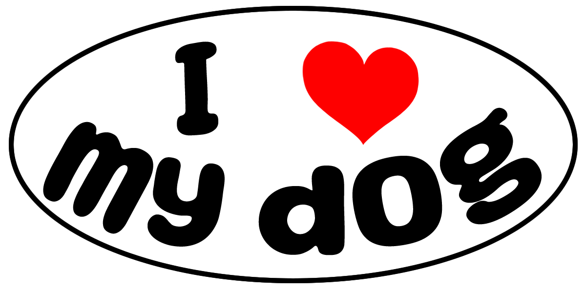I Love My Dog Oval Vinyl Bumper Sticker, Window Cling or Bumper Sticker Magnet in UV Laminate Coating - Custom Bumper Sticker, Vinyl Sticker, or Magnet