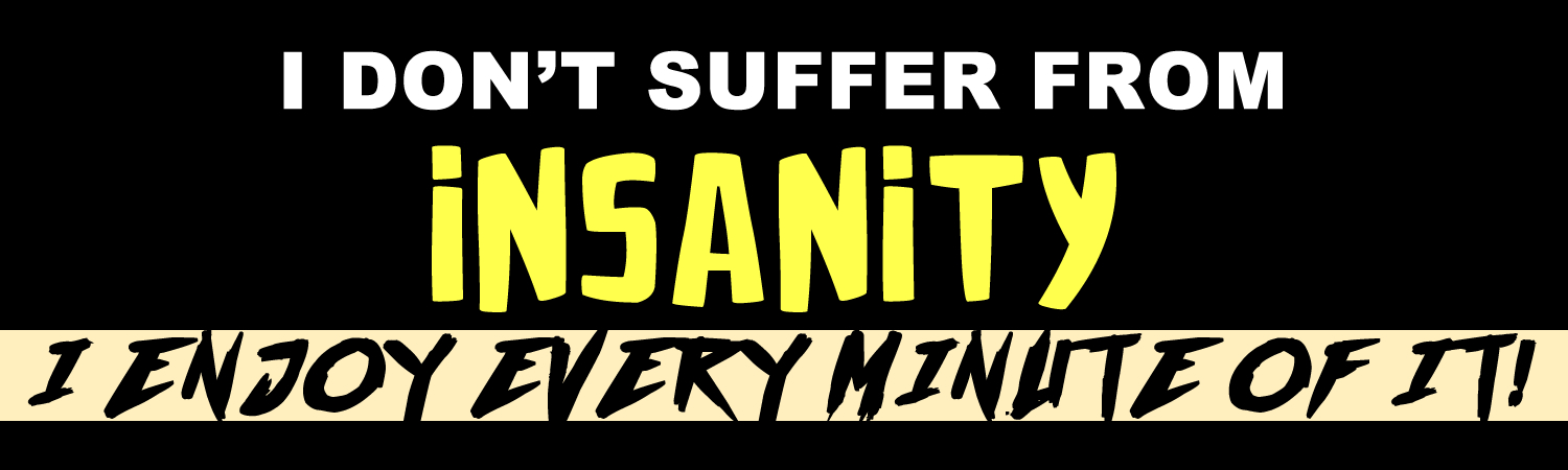 I dont suffer from insanity i enjoy every minute of it - Custom Bumper Sticker, Vinyl Sticker, or Magnet