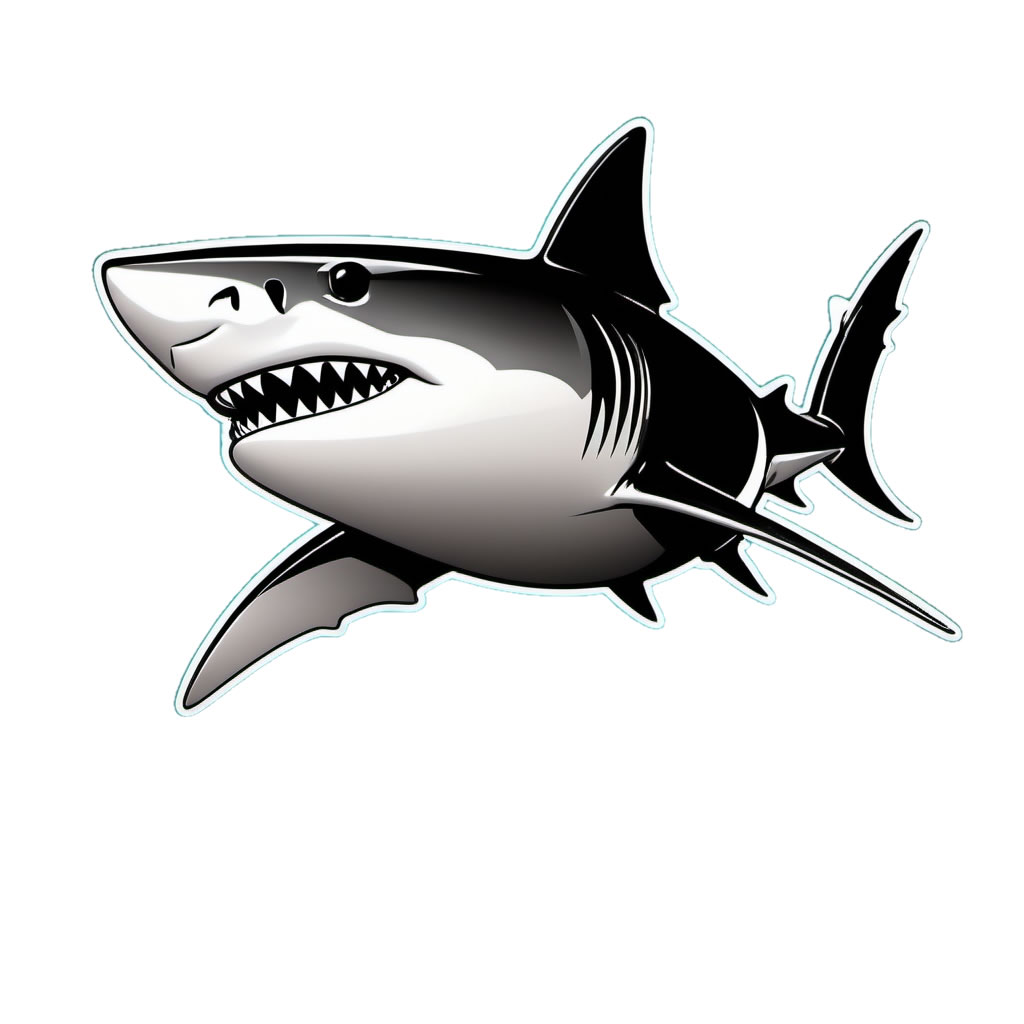 Shark Vinyl Bumper Sticker  Window Cling or Bumper Sticker Magnet in UV Laminate Coating - Custom Bumper Sticker, Vinyl Sticker, or Magnet