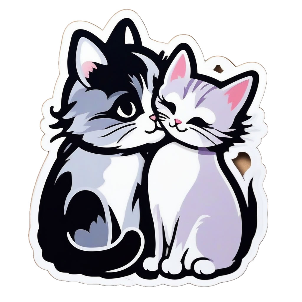 Cute Cats Vinyl Bumper Sticker  Window Cling or Bumper Sticker Magnet in UV Laminate Coating - Custom Bumper Sticker, Vinyl Sticker, or Magnet