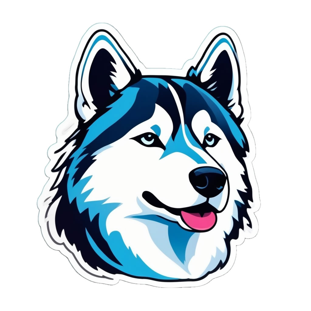 Husky Dog Vinyl Bumper Sticker  Window Cling or Bumper Sticker Magnet in UV Laminate Coating - Custom Bumper Sticker, Vinyl Sticker, or Magnet
