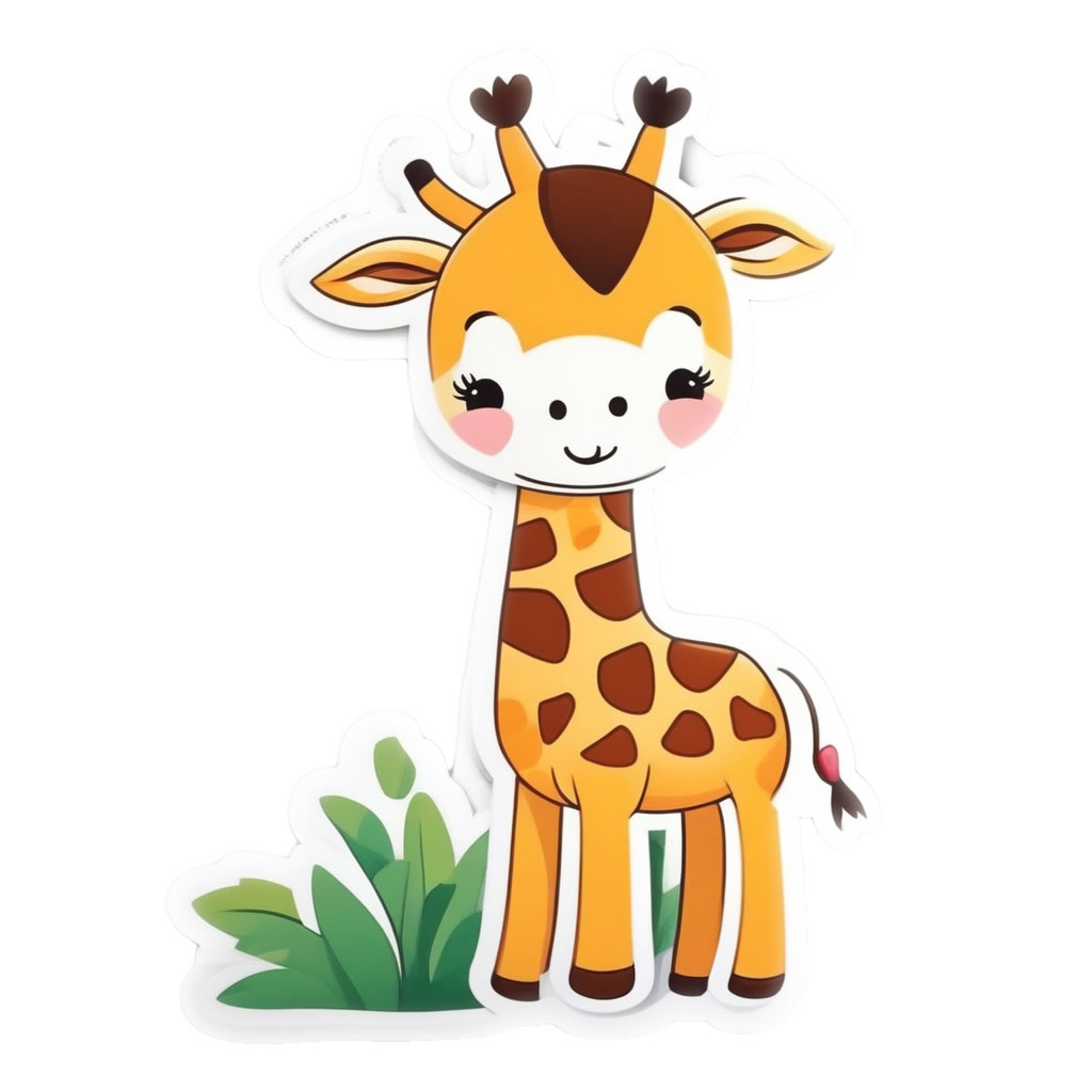 Cute Giraffe Vinyl Bumper Sticker  Window Cling or Bumper Sticker Magnet in UV Laminate Coating - Custom Bumper Sticker, Vinyl Sticker, or Magnet