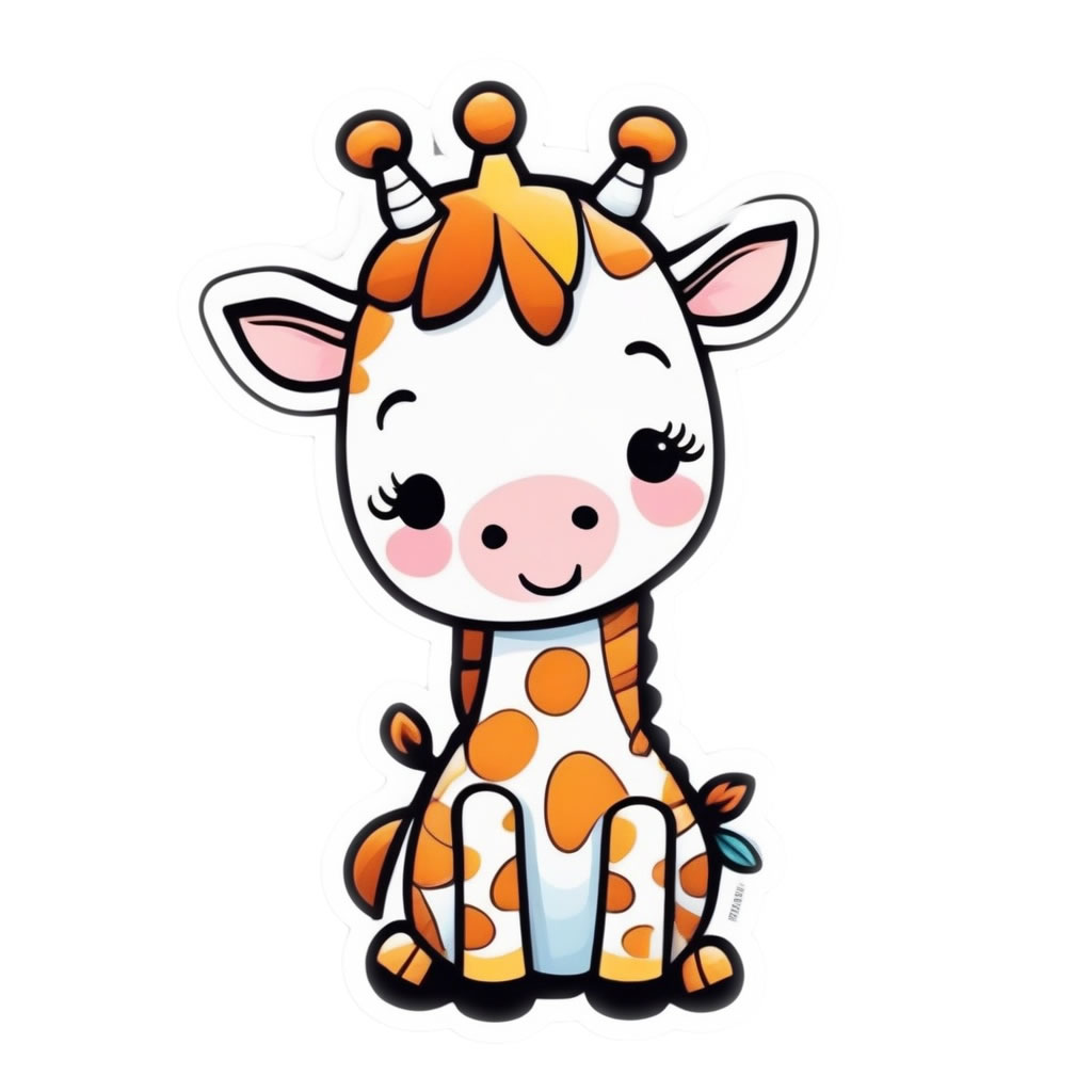 Cute Giraffe Vinyl Bumper Sticker  Window Cling or Bumper Sticker Magnet in UV Laminate Coating - Custom Bumper Sticker, Vinyl Sticker, or Magnet