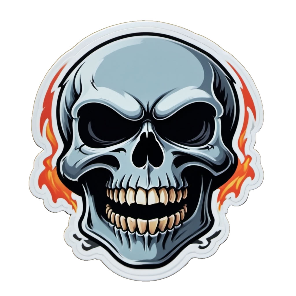 Skull Vinyl Bumper Sticker  Window Cling or Bumper Sticker Magnet in UV Laminate Coating - Custom Bumper Sticker, Vinyl Sticker, or Magnet