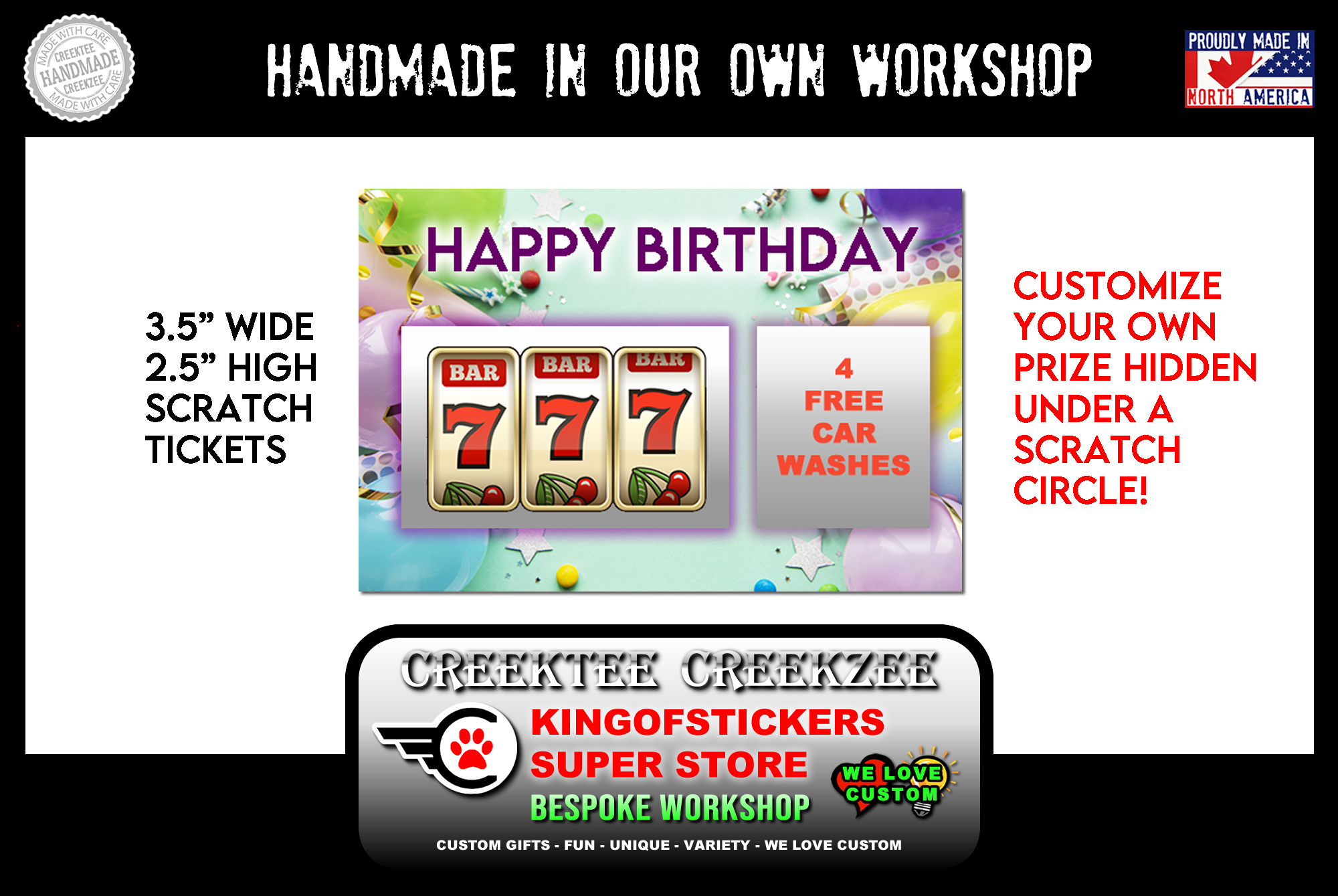 Happy Birthday Scratch Ticket - Custom Bumper Sticker, Vinyl Sticker, or Magnet