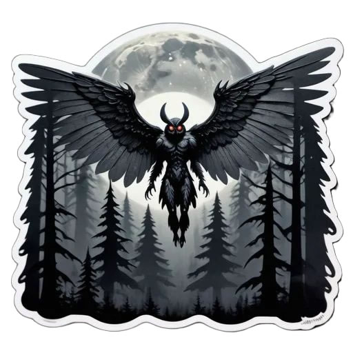 Mothman Sticker Magnet - Custom Bumper Sticker, Vinyl Sticker, or Magnet