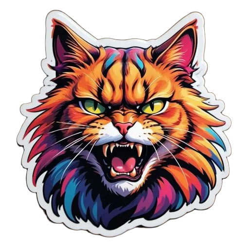 Hissing Cat Sticker Magnet - Custom Bumper Sticker, Vinyl Sticker, or Magnet