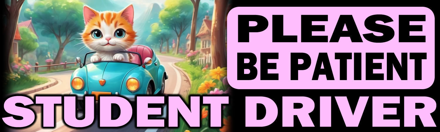 Please be Patient Student Driver Vinyl Bumper Sticker  Window Cling or Bumper Sticker Magnet in UV Laminate Coating - Custom Bumper Sticker, Vinyl Sticker, or Magnet
