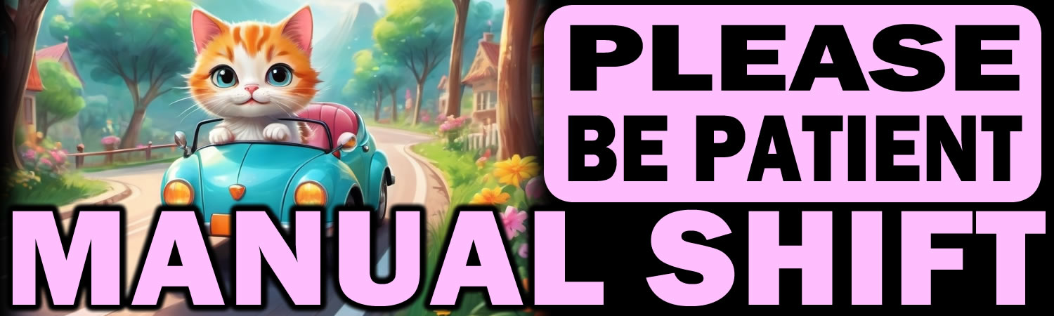 Please be Patient Manual Shift Vinyl Bumper Sticker  Window Cling or Bumper Sticker Magnet in UV Laminate Coating - Custom Bumper Sticker, Vinyl Sticker, or Magnet