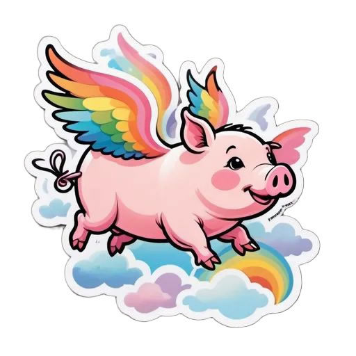 Flying Pig Magnet - Custom Bumper Sticker, Vinyl Sticker, or Magnet