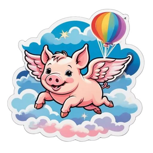 Flying Pig Magnet - Custom Bumper Sticker, Vinyl Sticker, or Magnet