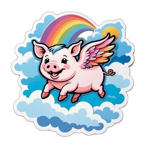 Flying Pig Magnet - Custom Bumper Sticker, Vinyl Sticker, or Magnet
