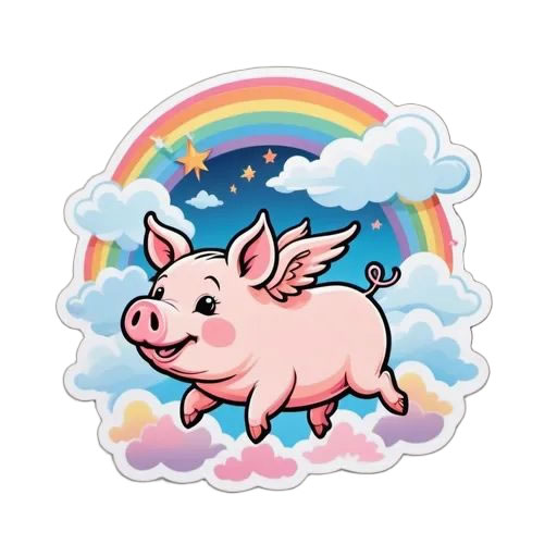 Flying Pig Magnet - Custom Bumper Sticker, Vinyl Sticker, or Magnet