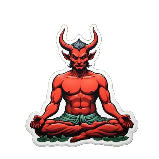 Devil Meditating Sticker Magnet - Custom Bumper Sticker, Vinyl Sticker, or Magnet