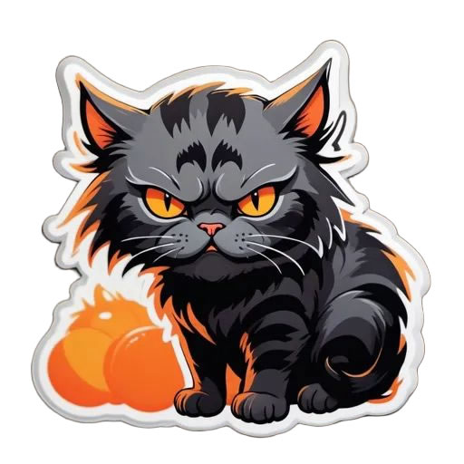 Angry Cat Sticker Magnet - Custom Bumper Sticker, Vinyl Sticker, or Magnet
