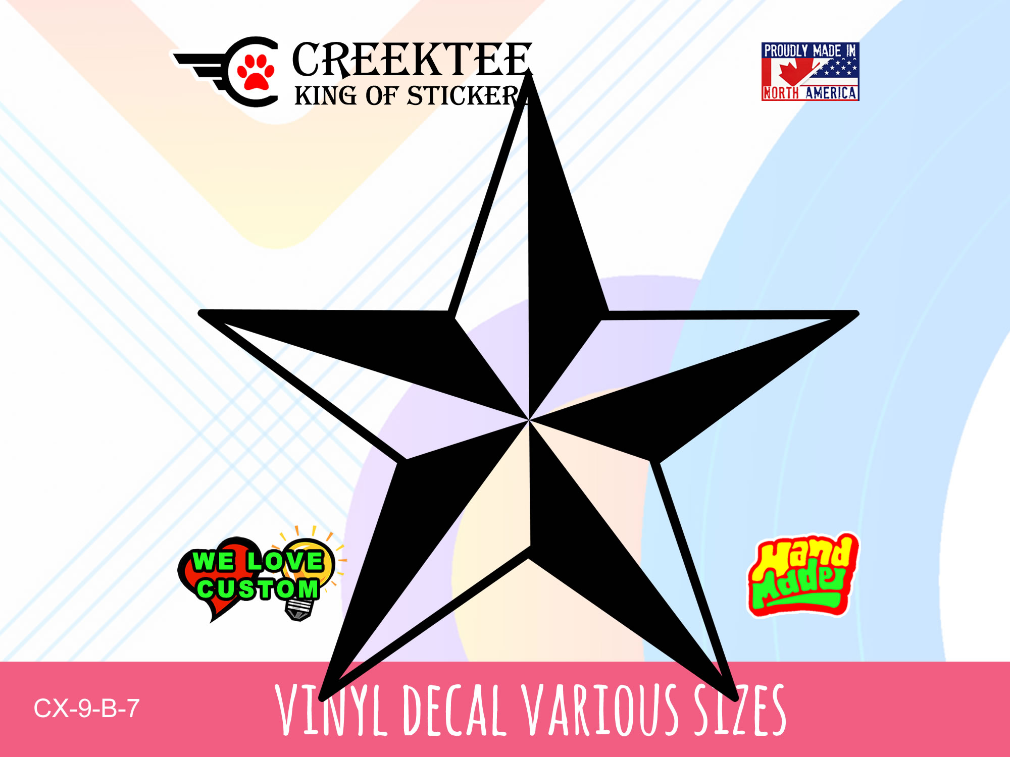 Star Vinyl Decal In Various Colors  Chrome Colors and Various Sizes - Custom Bumper Sticker, Vinyl Sticker, or Magnet