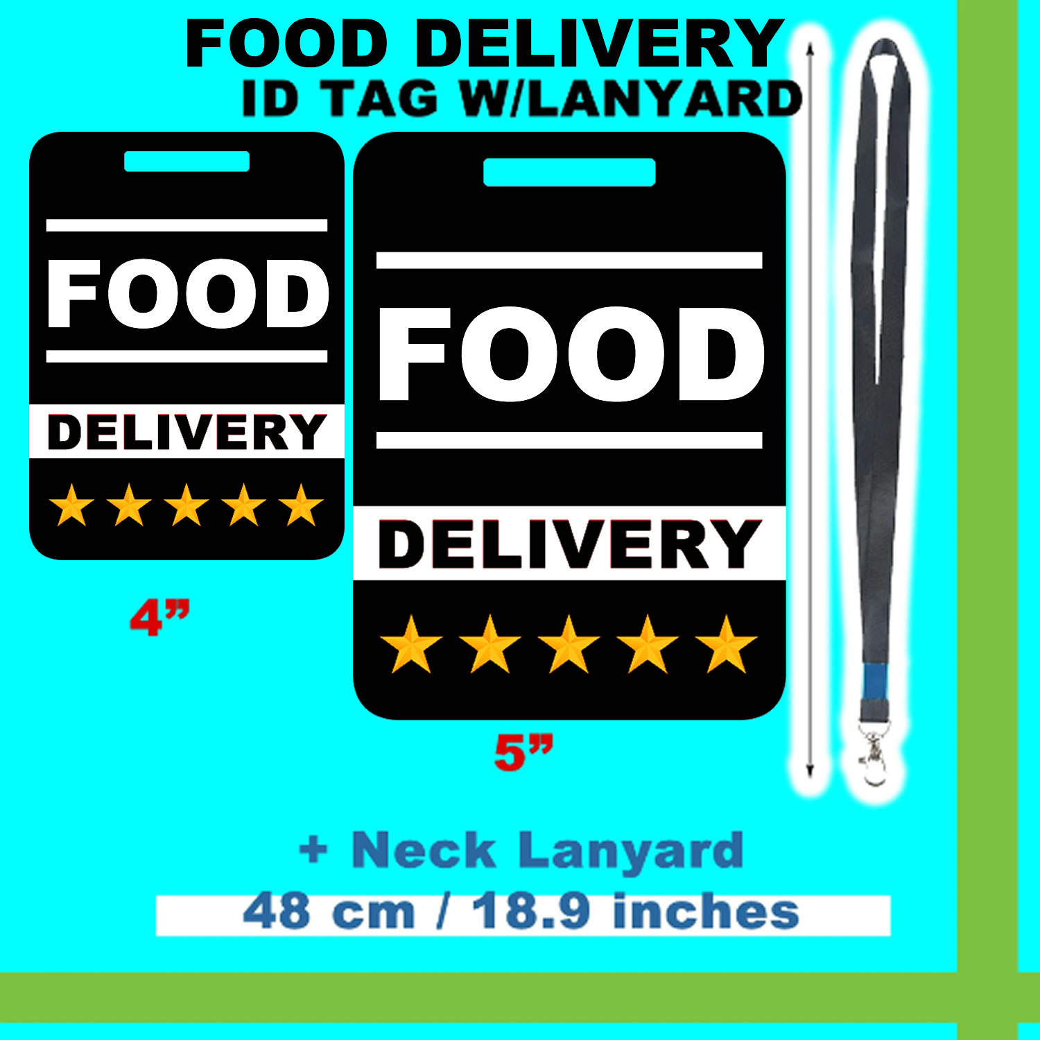 Food Delivery Mylar Sign with Lanyard  - Custom Bumper Sticker, Vinyl Sticker, or Magnet