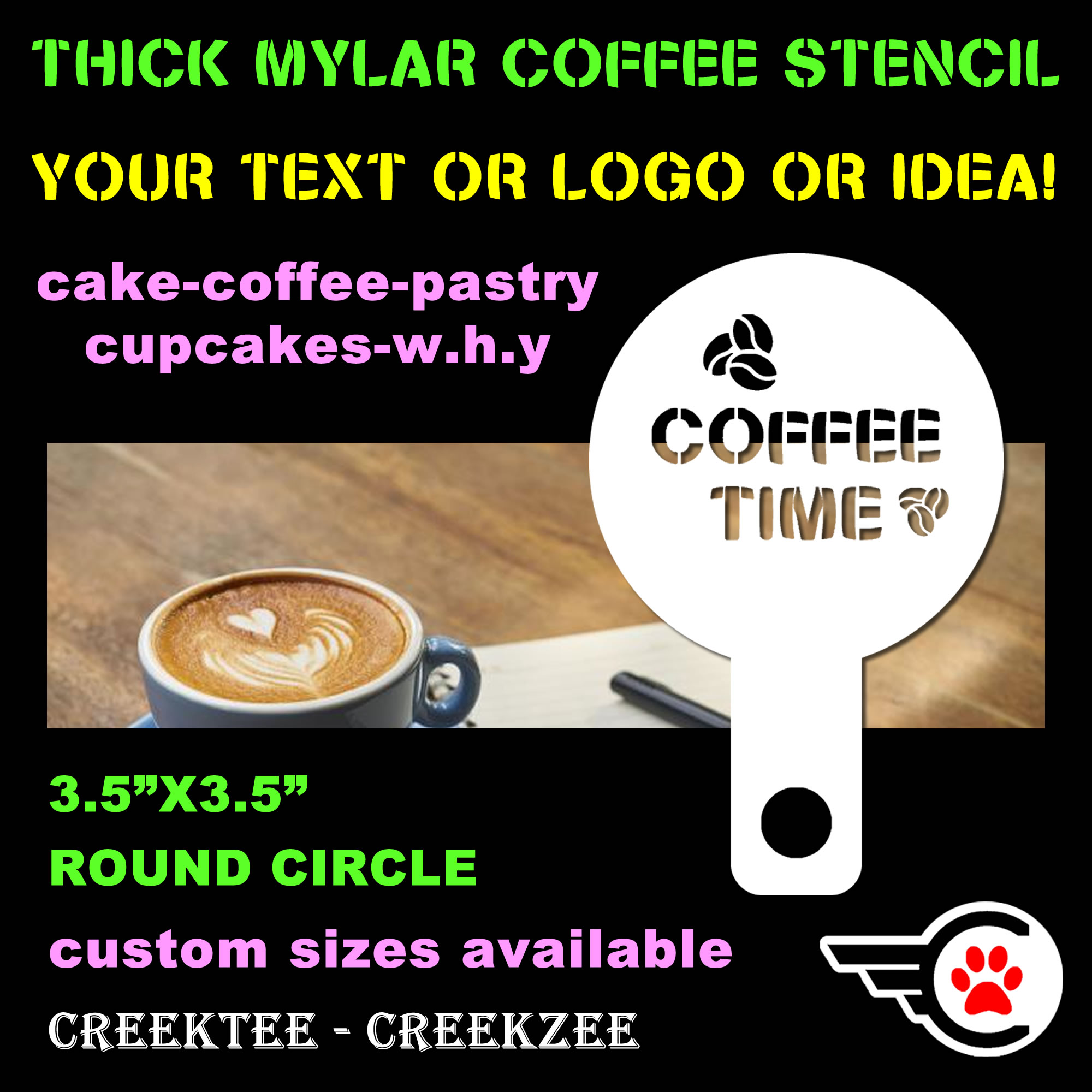 Mylar Coffee Stencil  - Custom Bumper Sticker, Vinyl Sticker, or Magnet