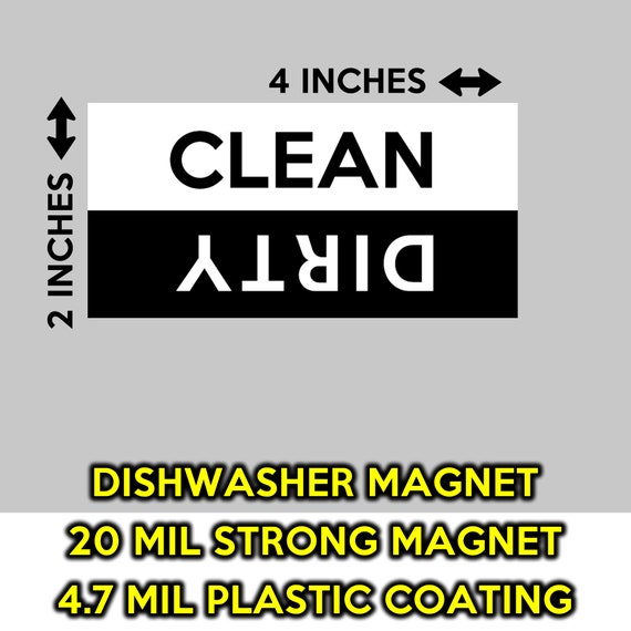 Clean Dirty Dishwasher Magnet 4 x 2 inches - Custom Bumper Sticker, Vinyl Sticker, or Magnet