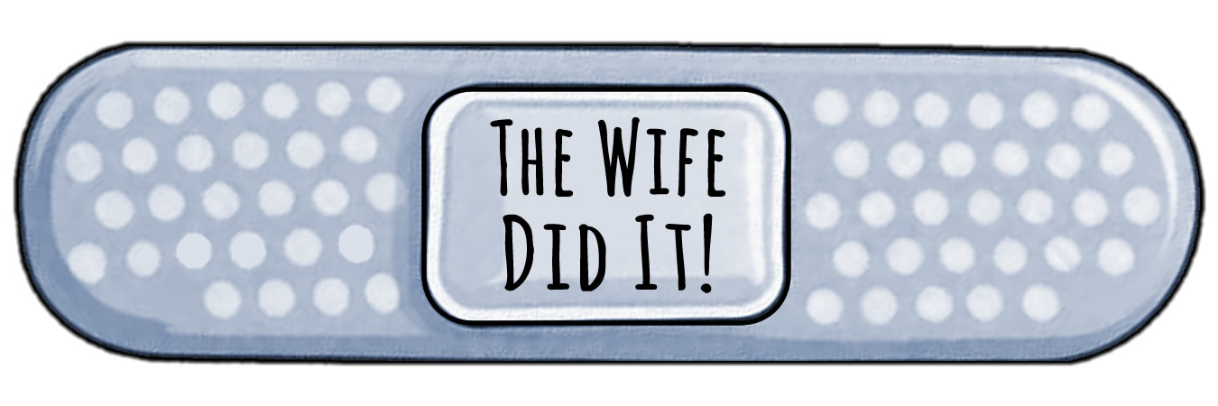 The Wife Did It Bandaid Die Cut Vinyl Sticker  Window Cling or Magnet with Laminate Coating in Various Sizes - Custom Bumper Sticker, Vinyl Sticker, or Magnet