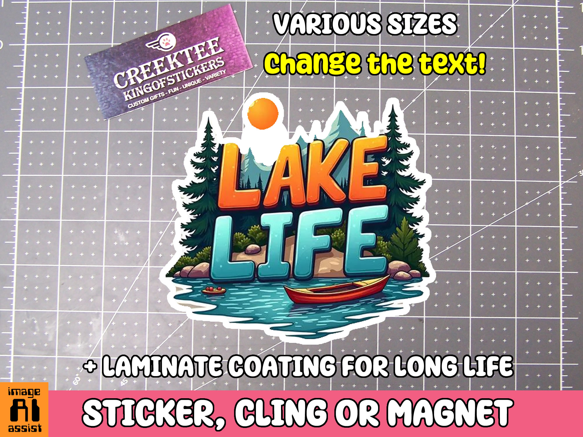 Lake Life Die Cut Vinyl Sticker  Window Cling or Magnet with Laminate Coating in Various Sizes - Custom Bumper Sticker, Vinyl Sticker, or Magnet