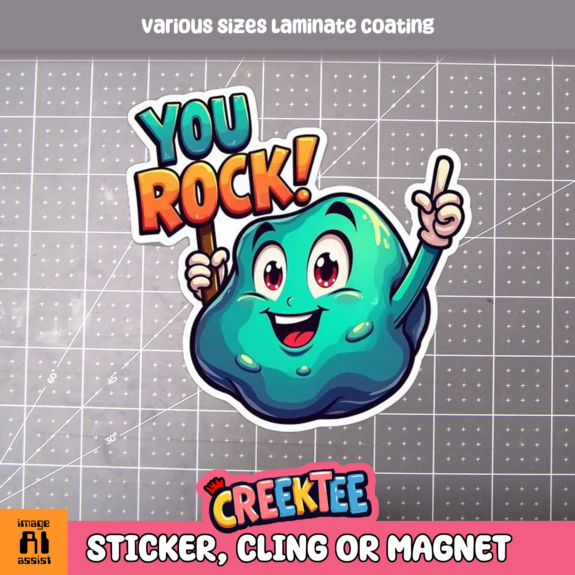 You Rock Die Cut Vinyl Sticker  Window Cling or Magnet with Laminate Coating in Various Sizes - Custom Bumper Sticker, Vinyl Sticker, or Magnet