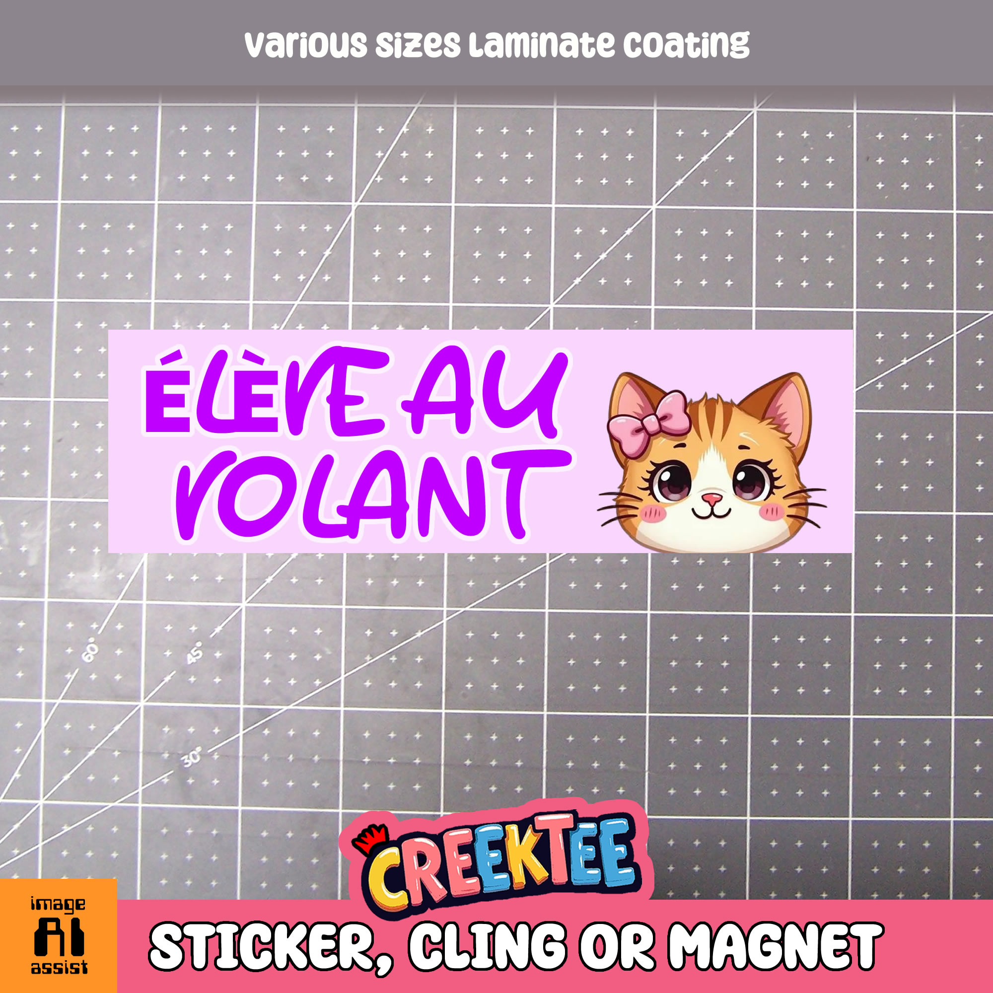   l  ve au volant Vinyl Bumper Sticker  Window Cling or Magnet in UV Laminate Coating and Various Sizes - Custom Bumper Sticker, Vinyl Sticker, or Magnet