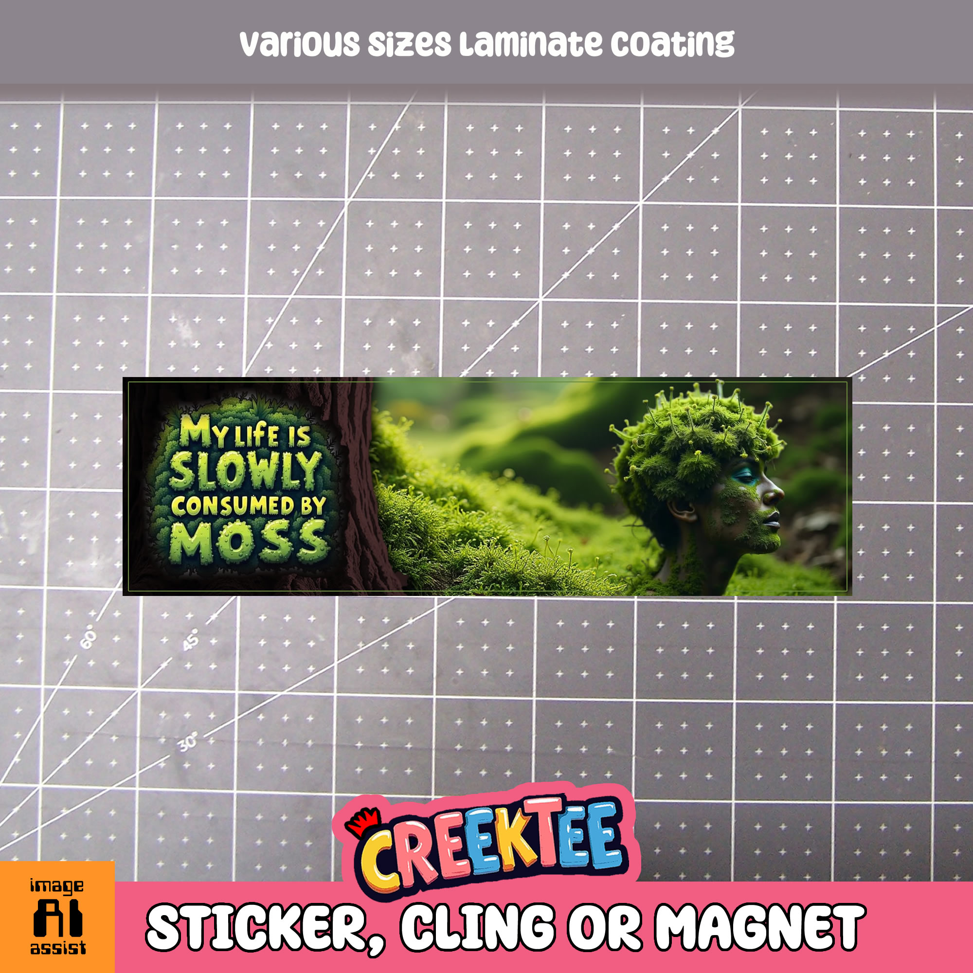 My Life is Slowly Consumed by Moss Vinyl Bumper Sticker  Window Cling or Magnet in UV Laminate Coating and Various Sizes - Custom Bumper Sticker, Vinyl Sticker, or Magnet