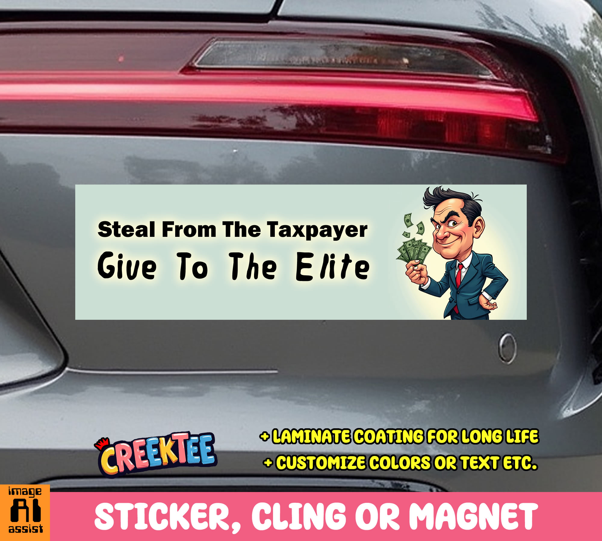 Give To The Elite Vinyl Bumper Sticker  Window Cling or Bumper Sticker Magnet in UV Laminate Coating - Custom Bumper Sticker, Vinyl Sticker, or Magnet