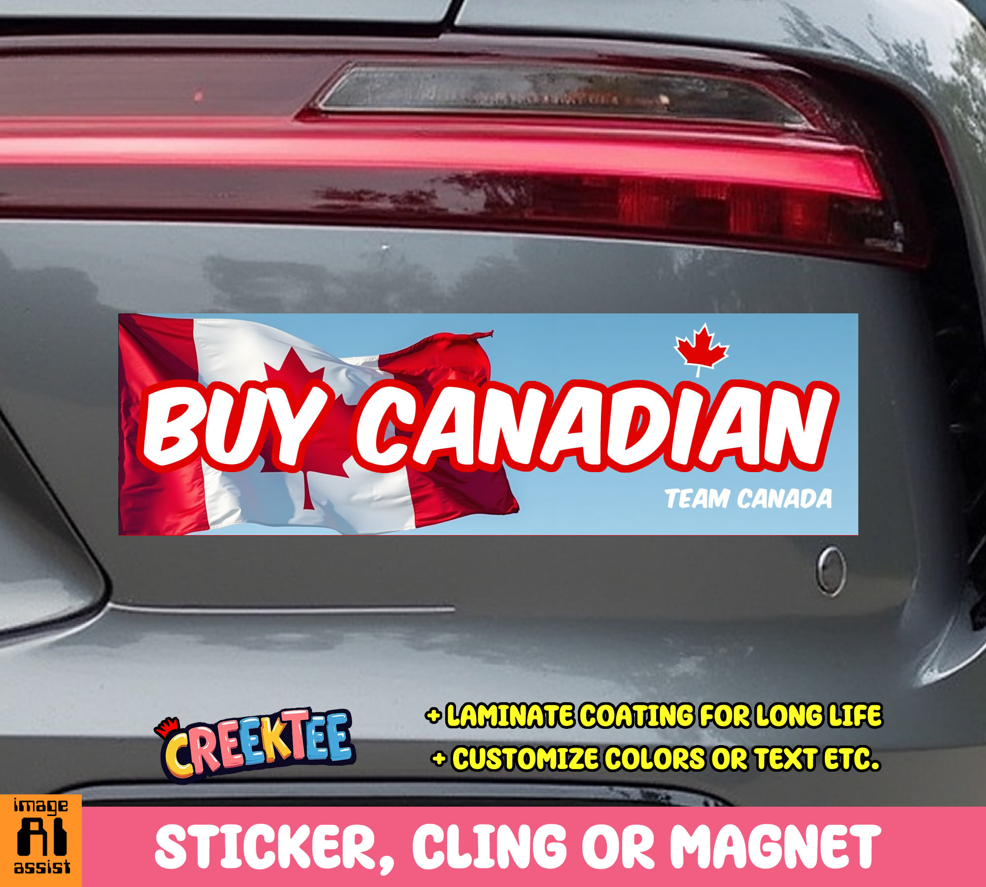 Buy Canadian Vinyl Bumper Sticker  Window Cling or Bumper Sticker Magnet in UV Laminate Coating - Custom Bumper Sticker, Vinyl Sticker, or Magnet