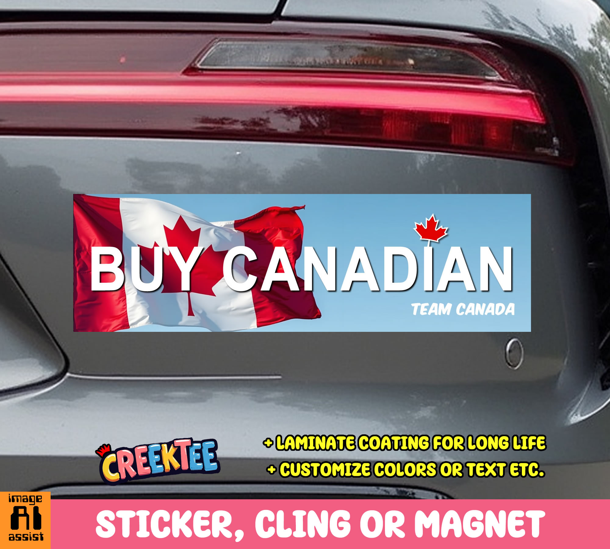 Buy Canadian Vinyl Bumper Sticker  Window Cling or Bumper Sticker Magnet in UV Laminate Coating - Custom Bumper Sticker, Vinyl Sticker, or Magnet