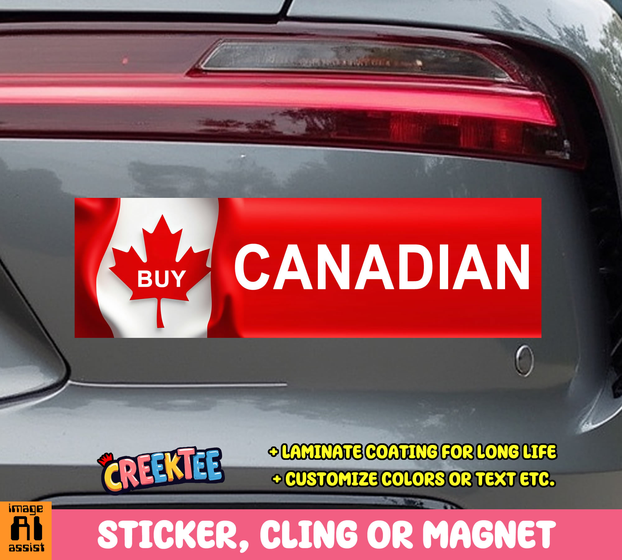 Buy Canadian Vinyl Bumper Sticker  Window Cling or Bumper Sticker Magnet in UV Laminate Coating - Custom Bumper Sticker, Vinyl Sticker, or Magnet