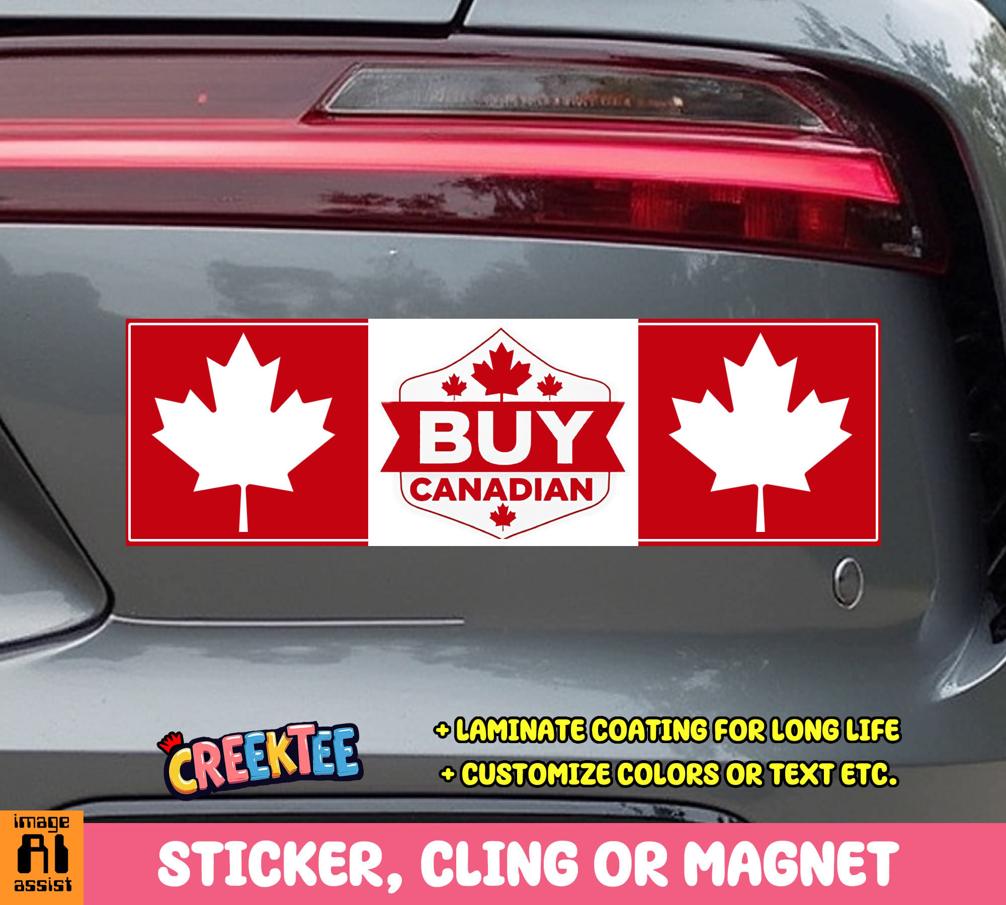 Buy Canadian Vinyl Bumper Sticker  Window Cling or Bumper Sticker Magnet in UV Laminate Coating - Custom Bumper Sticker, Vinyl Sticker, or Magnet