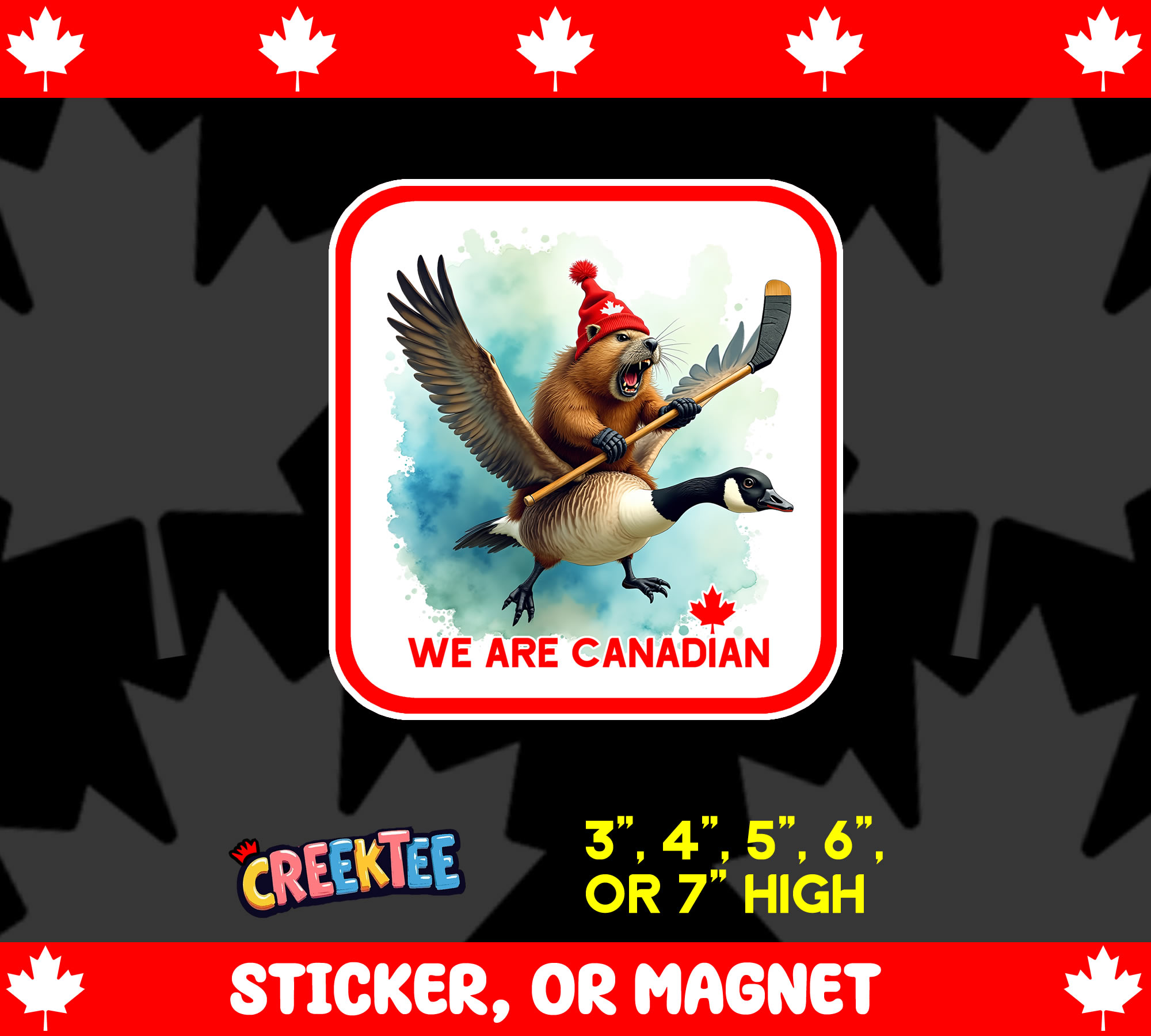 We Are Canadian Vinyl Sticker  Window Cling or Magnet with Laminate Coating in Various Sizes - Custom Bumper Sticker, Vinyl Sticker, or Magnet