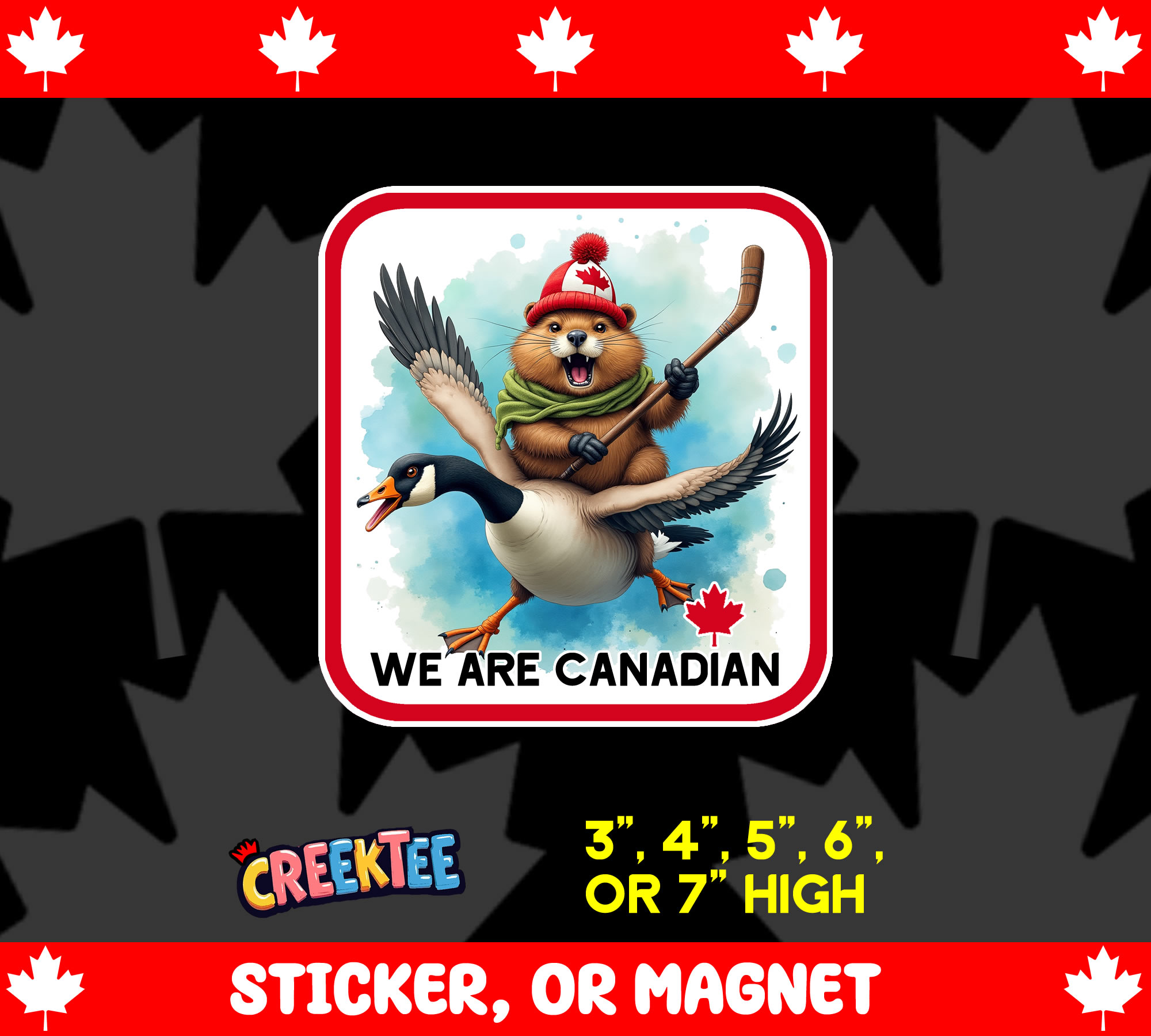 We Are Canadian Vinyl Sticker  Window Cling or Magnet with Laminate Coating in Various Sizes - Custom Bumper Sticker, Vinyl Sticker, or Magnet