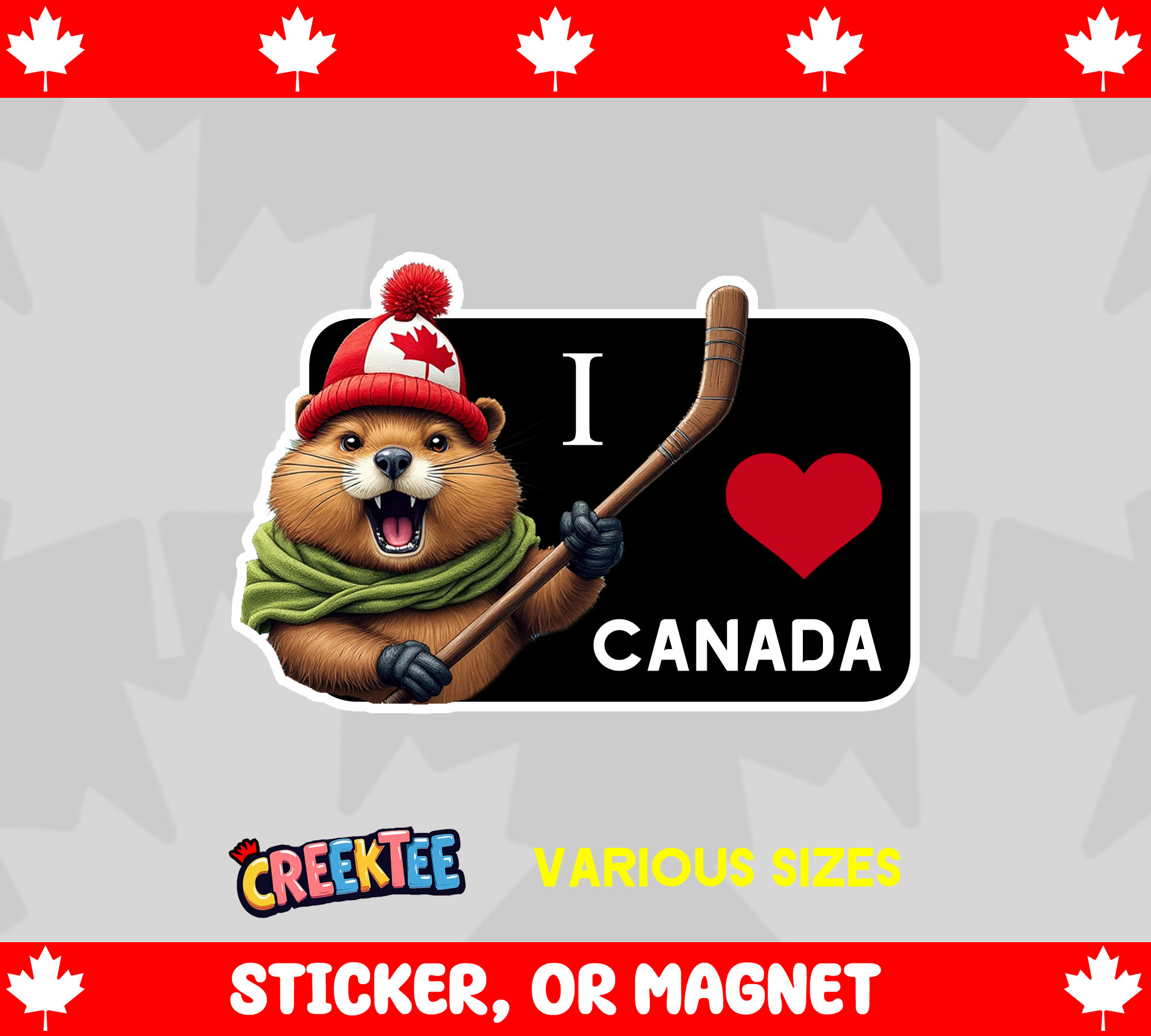 I heart Canada Die Cut Vinyl Sticker  Window Cling or Magnet with Laminate Coating in Various Sizes - Custom Bumper Sticker, Vinyl Sticker, or Magnet
