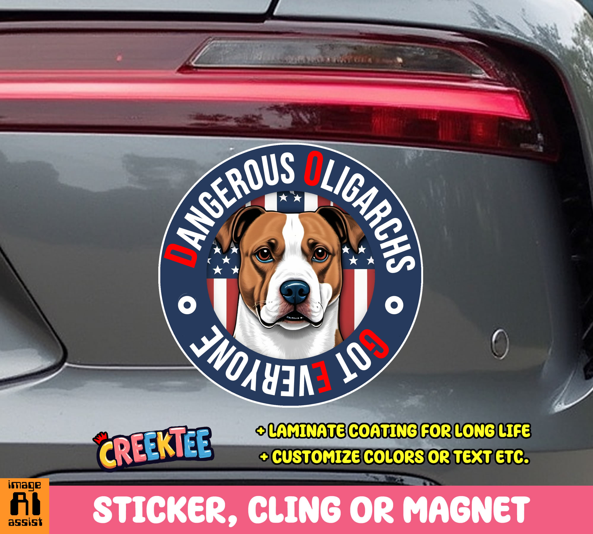 Dangerous Oligarchs Got Everyone Die Cut Vinyl Sticker  Window Cling or Magnet with Laminate Coating in Various Sizes - Custom Bumper Sticker, Vinyl Sticker, or Magnet