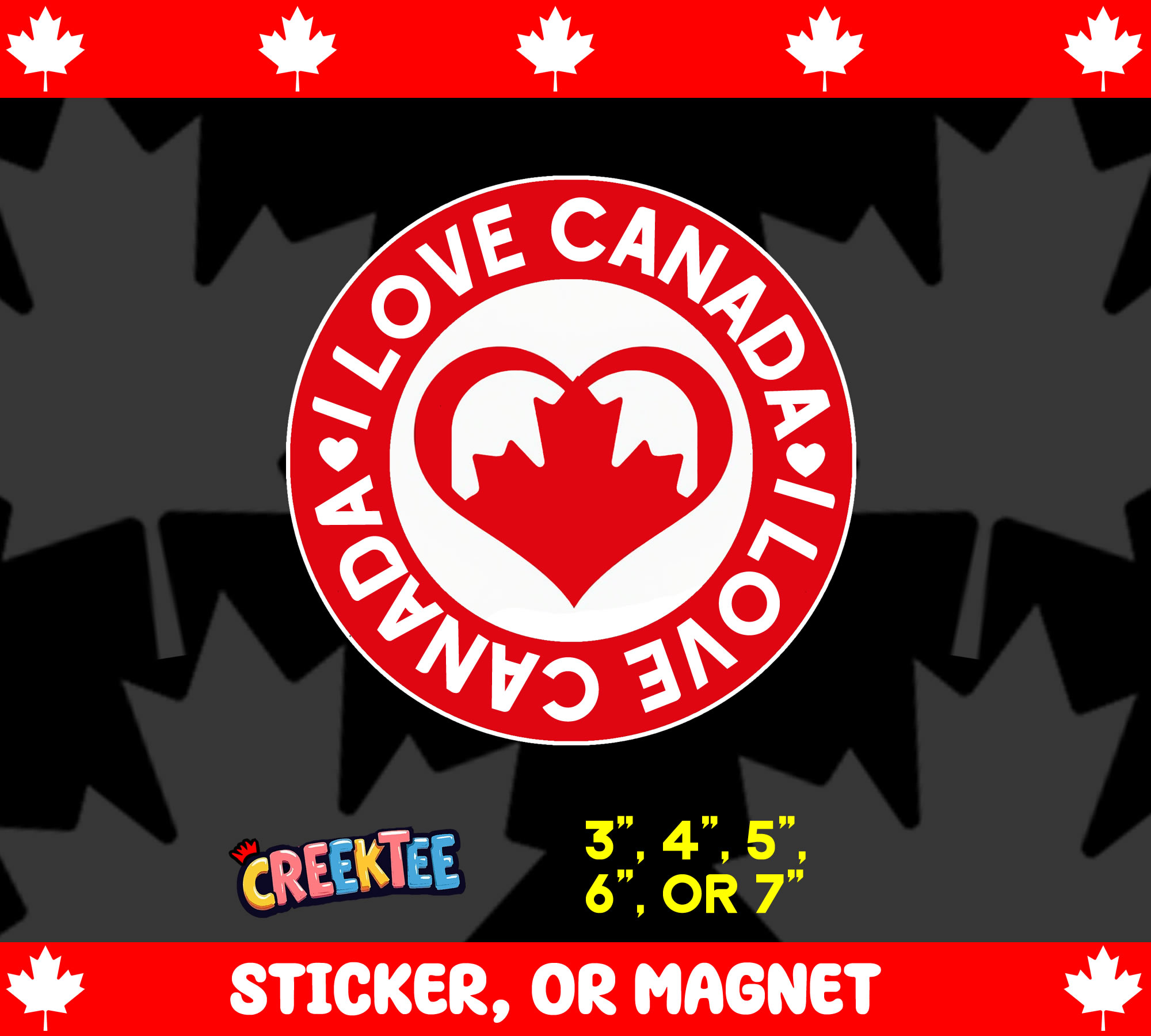 I Love Canada Die Cut Vinyl Sticker  Window Cling or Magnet with Laminate Coating in Various Sizes - Custom Bumper Sticker, Vinyl Sticker, or Magnet