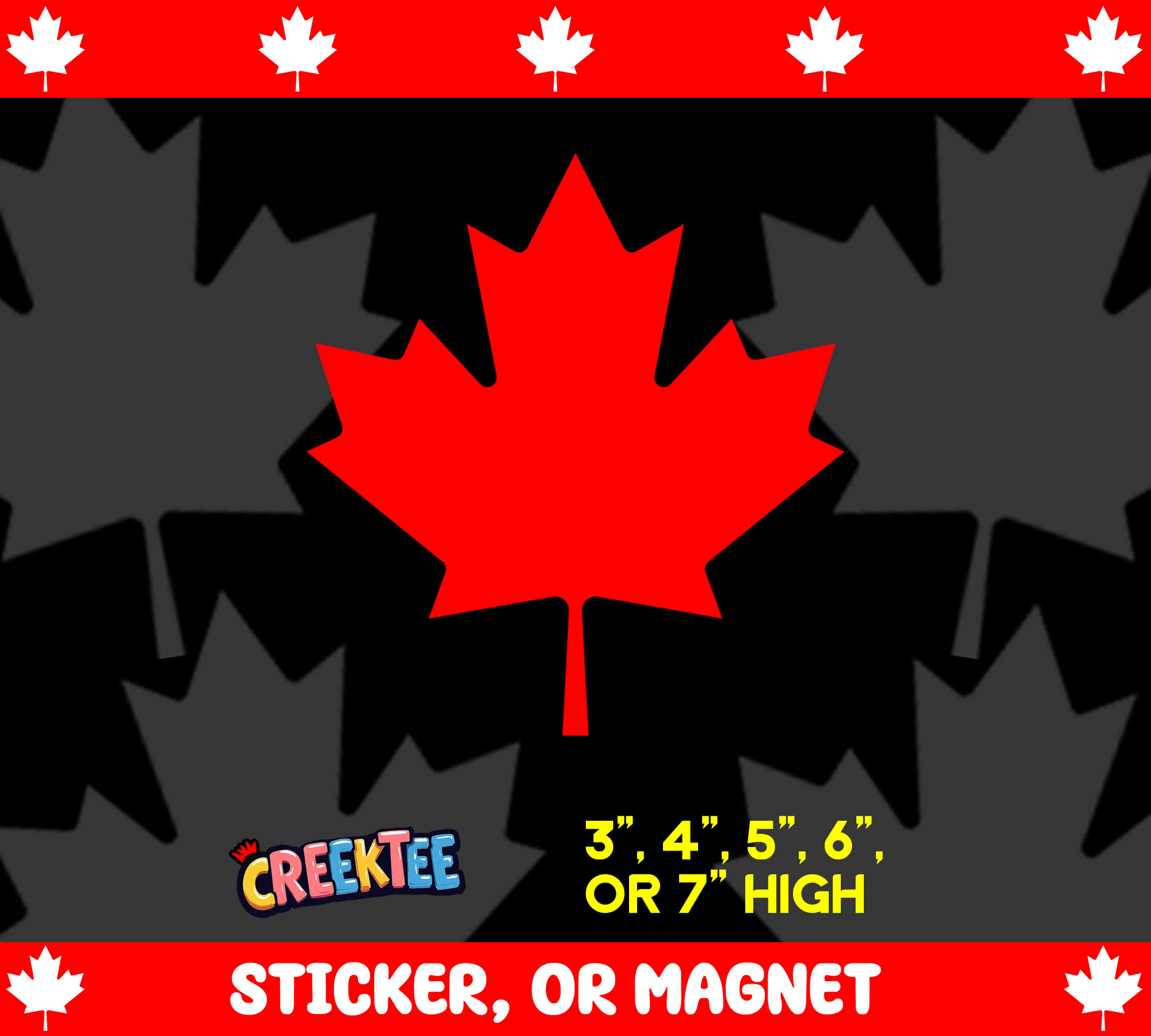 Maple Leaf Die Cut Vinyl Sticker  Window Cling or Magnet with Laminate Coating in Various Sizes - Custom Bumper Sticker, Vinyl Sticker, or Magnet