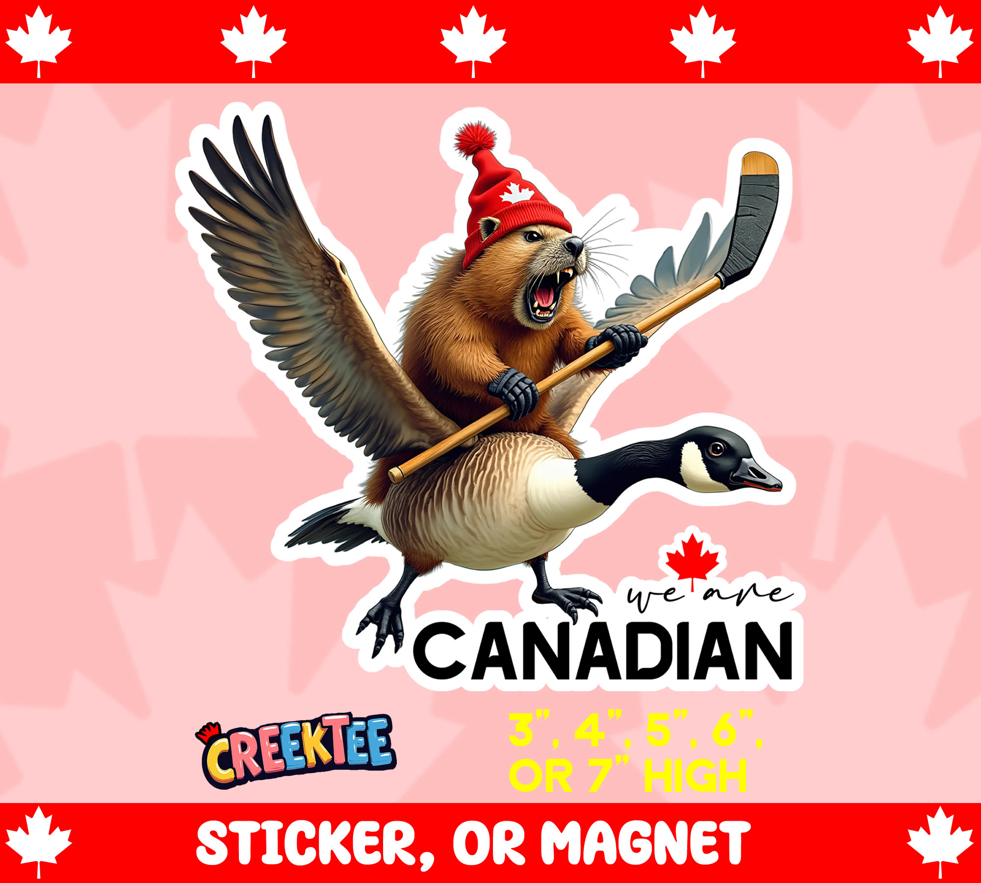 We Are Canadian Die Cut Vinyl Sticker  Window Cling or Magnet with Laminate Coating in Various Sizes - Custom Bumper Sticker, Vinyl Sticker, or Magnet