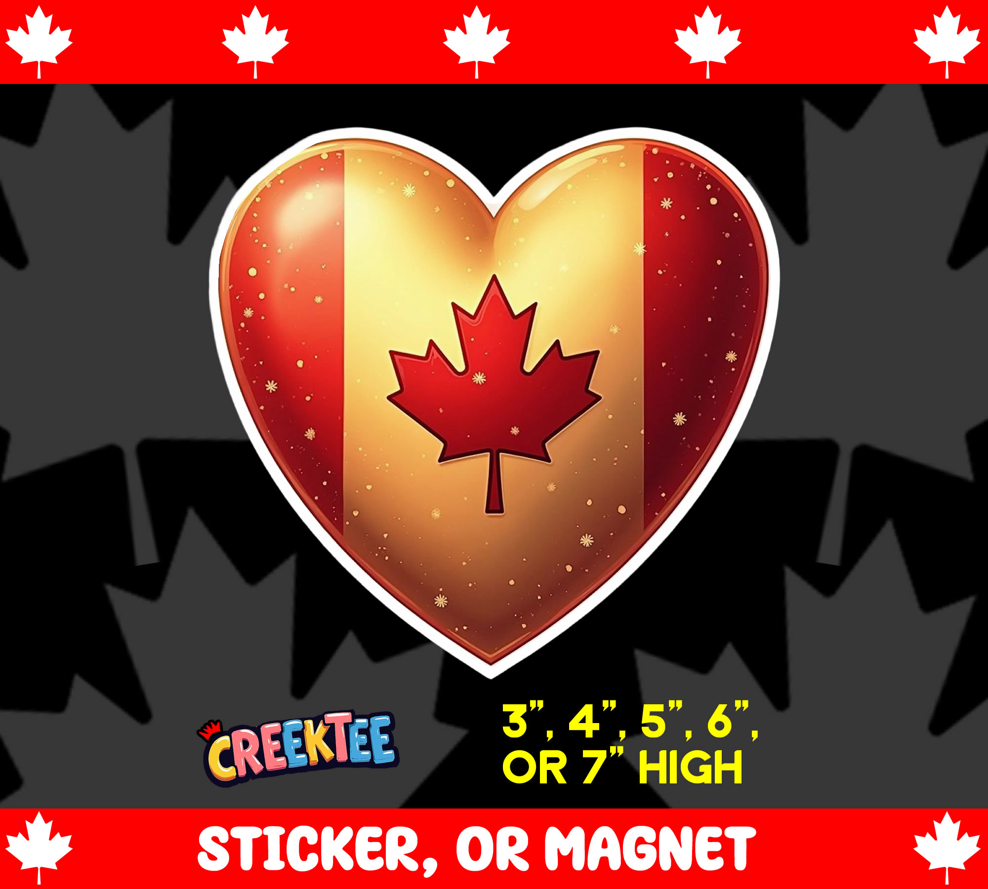 Heart Canada Flag Die Cut Vinyl Sticker  Window Cling or Magnet with Laminate Coating in Various Sizes - Custom Bumper Sticker, Vinyl Sticker, or Magnet