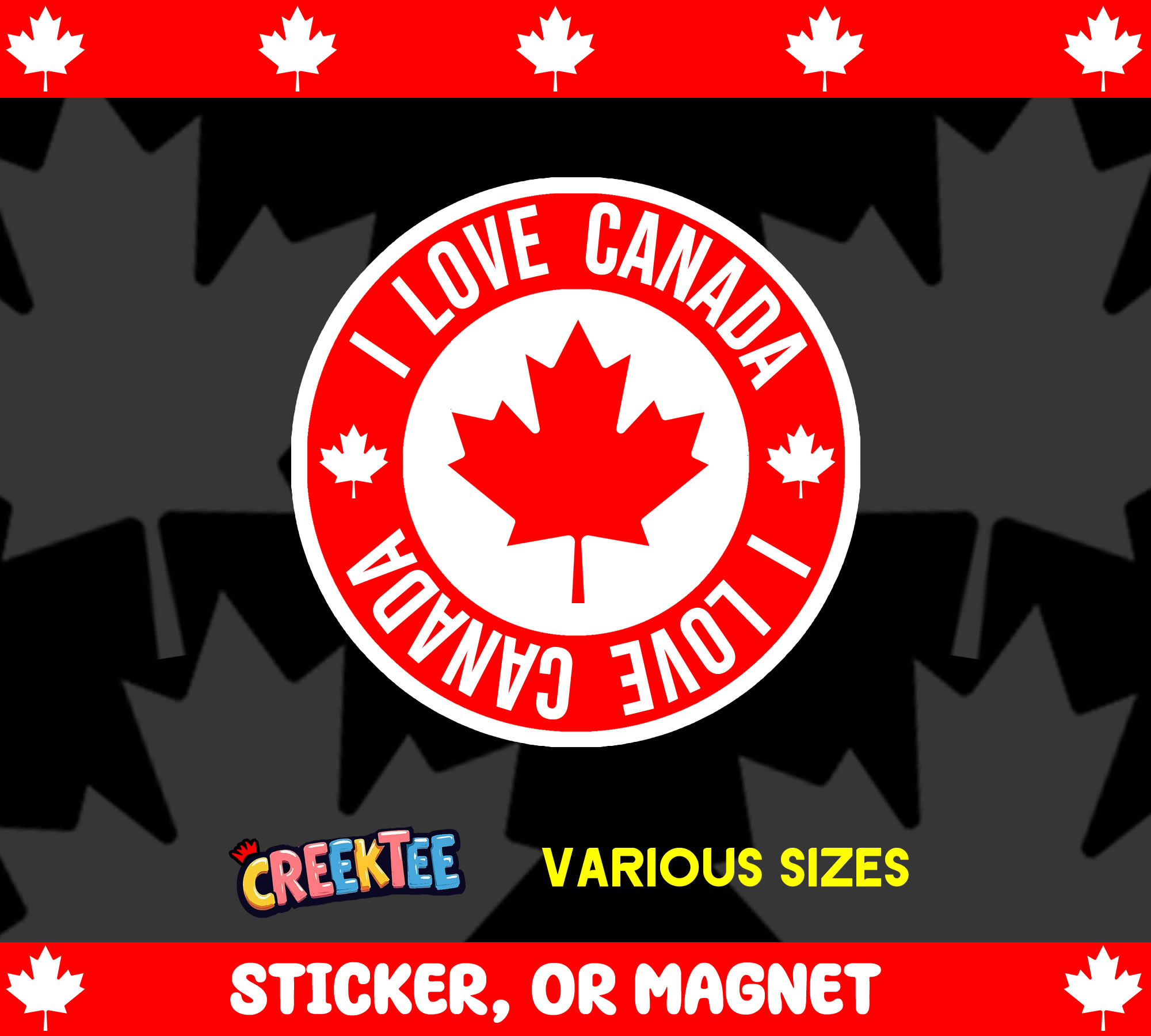 I Love Canada Vinyl Sticker  Window Cling or Magnet with Laminate Coating in Various Sizes - Custom Bumper Sticker, Vinyl Sticker, or Magnet