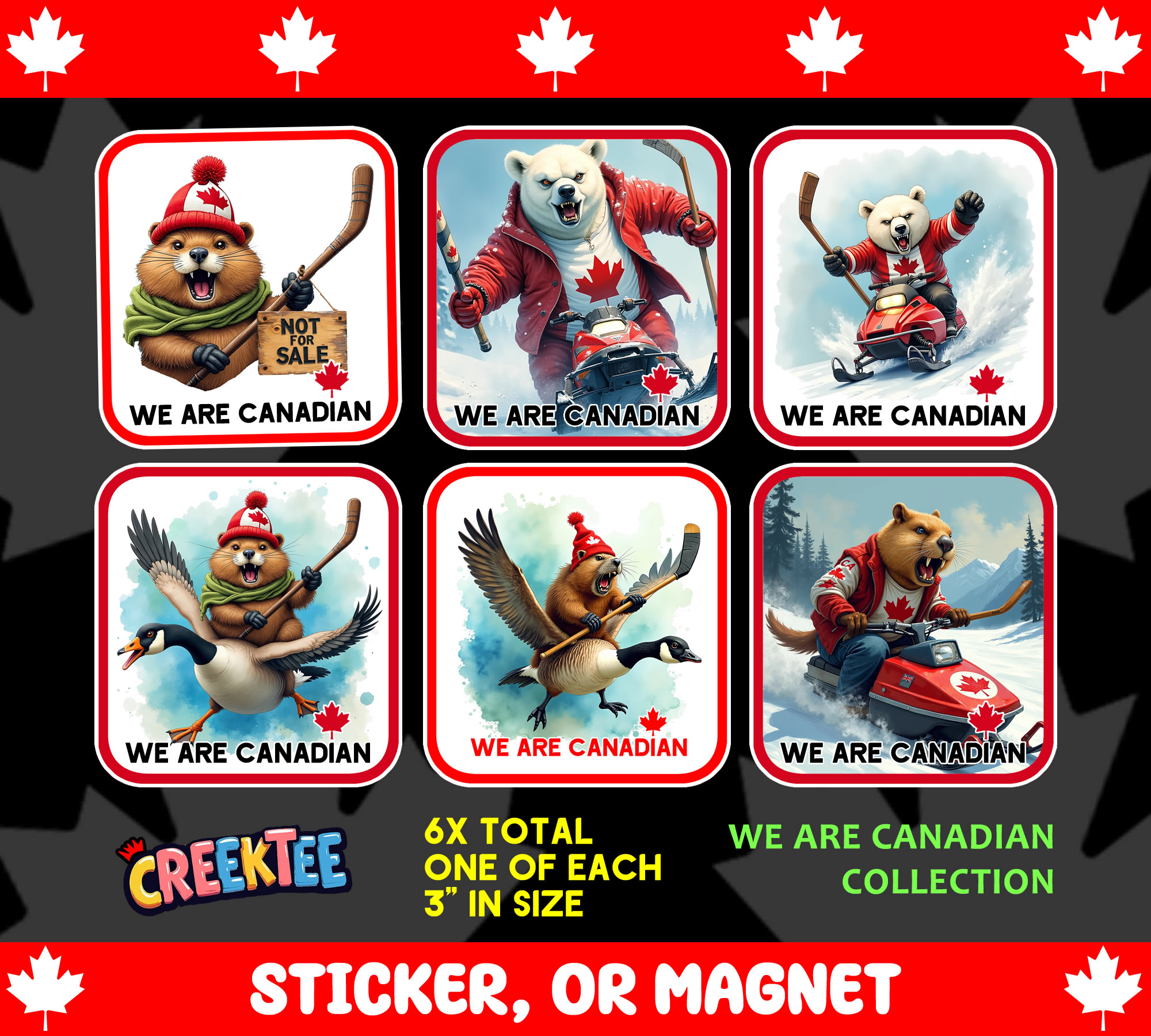 6x We Are Canadian 3 inch size  - Custom Bumper Sticker, Vinyl Sticker, or Magnet