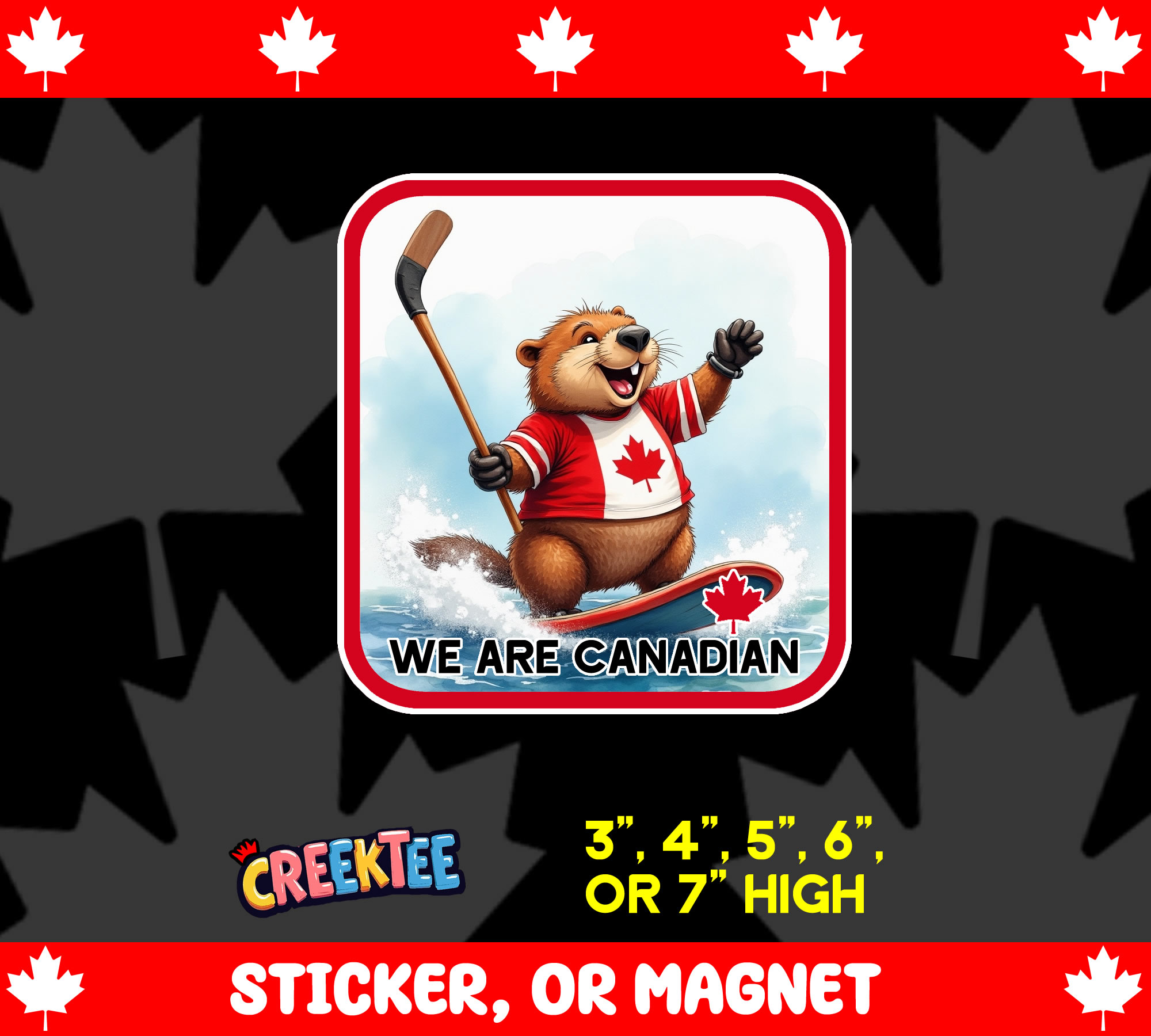 We Are Canadian Vinyl Sticker  Window Cling or Magnet with Laminate Coating in Various Sizes - Custom Bumper Sticker, Vinyl Sticker, or Magnet