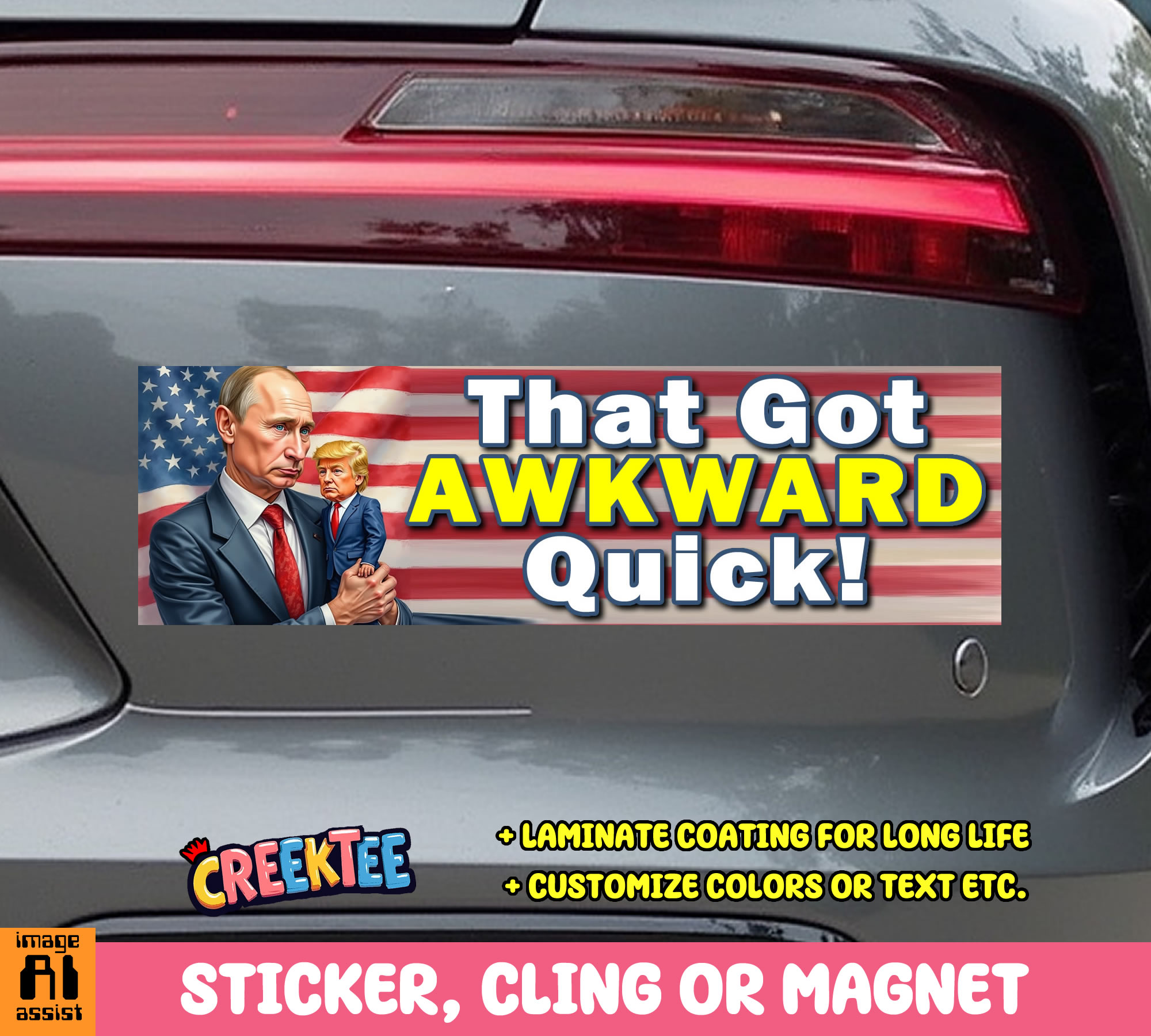 That got Awkward Quick  Vinyl Bumper Sticker  Window Cling or Magnet in UV Laminate Coating and Various Sizes - Custom Bumper Sticker, Vinyl Sticker, or Magnet